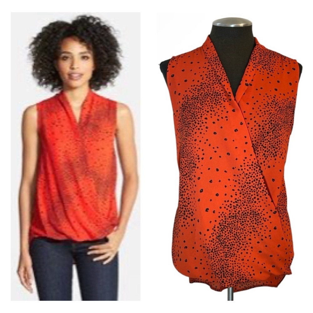 Pleione - Spotted Sleeveless Surplice V-Neck Top – Small - Nordstrom